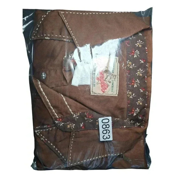 Wrangler Pearl Snap Brown White Stitch Mens 2XL Floral Embroidered - Picture 11 of 11